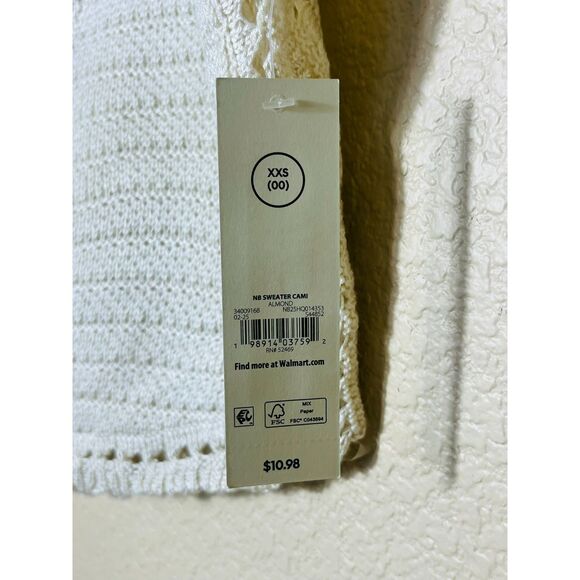 NWT Crochet Crop Top Knit 00 XXS Boho Chic Skater Sexy Ivory Festival Hippie - Picture 7 of 7